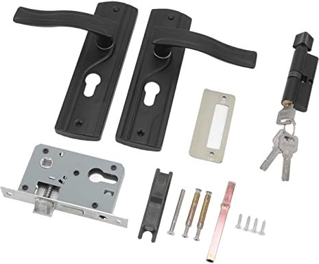 NDNCZDHC Schwarzes Haustürgriff-Set, Modernes Eingangstürschloss-Set Mit 3 Schlüsseln, Universeller Außentürhebel Für Zuhause Und Schlafzimmer