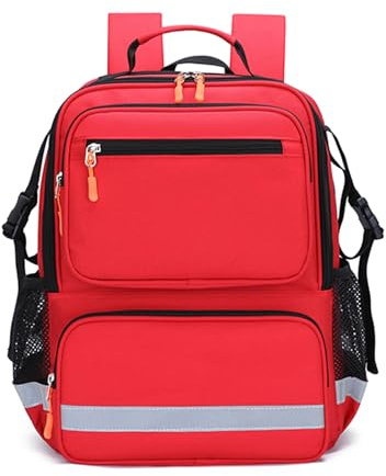 3DTengkit Bolsa de Primeros Auxilios Mochila Médica vacía, Mochila de Trauma con Kits de Emergencia Médica Reflectantes para Viajes al Aire Libre, Camping, Bolsa, rojo