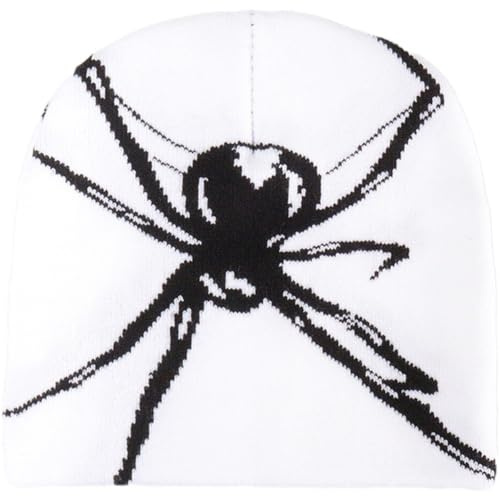 Muteitt Y2k Gothic Spinnenmuster Strickmütze Für Damen Herren Winter Warme Mützen Lässige Skullies Für Halloween Outdoor Streetwear