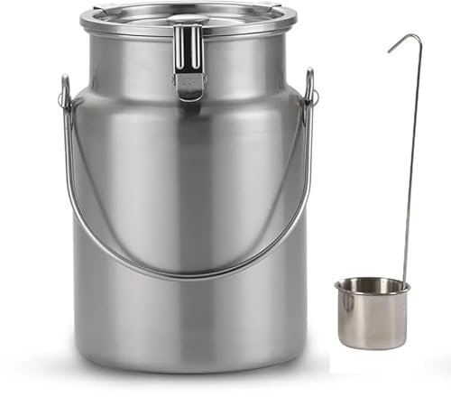 DECAKE Bidon à Lait en Acier Inoxydable avec poignée, Seau à Lait avec Couvercle scellé, Baril de Fermentation du Lait transportable, 3 L