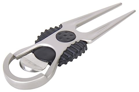 Kisangel Divot Tool Golf Zubehör mit Ballmarker Silber Rutschfestes Design Ca 94mm lang Pitchgabel Reparaturwerkzeug für Golfer Golfplatz Golf Training Inklusive Rundem Ballmarker Leichtes Material