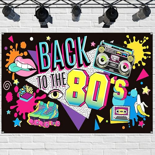 BLMHTWO 80er Jahre Deko,Deko 80er Jahre Party Back To The 80s Banner Retro Hip Hop Dekoration für Geburtstage, Bälle und Partys