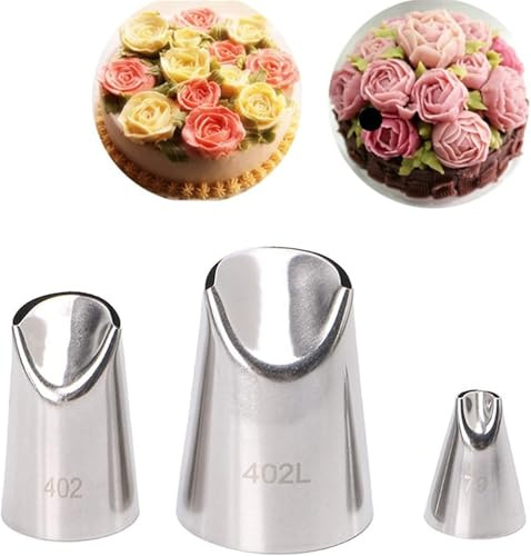 3Pcs Cake Decorating Tube Supplies Kit Icing Piping Tips Set Dahlia Chrysanthemum Form Stainless Steel Piping Nozzles Kits for DIY Fondant Pastry Baking Icing and Piping Tips Decorating Tools