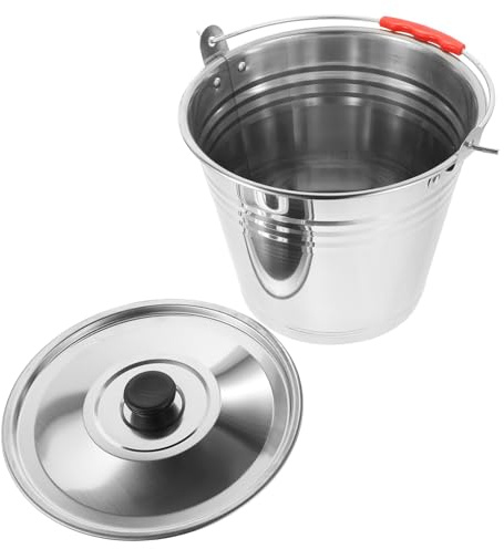 SOIMISS Cubo y Diseño Pieza Multiusos de Acero Inoxidable Capacidad Grande Tapa y Asa Estable para Ordeño en Ranchos para Manejo