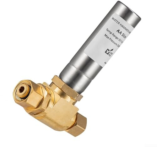 ZAMETTER Water Hammer Arrestor 3/8 Inch OD Tee Stainless Steel Water Hammer Arrestor Brass Tee Connector Noise Dampening Plumbing Accessories for Dishwasher