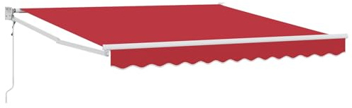 Gecheer automatische einziehbare Markise Rot 350x250 cm, Markise Balkon Wasserdicht Terrassenüberdachung für Wohnmobil Terrasse Garten Café3330438