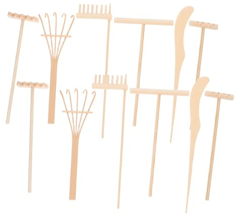 iplusmile Miniature Râteaux de Jardin Zen Bois Kit avec Outils Variés pour Décoration de Bureau et Accessoires pour Jardin de Sable et Pierres