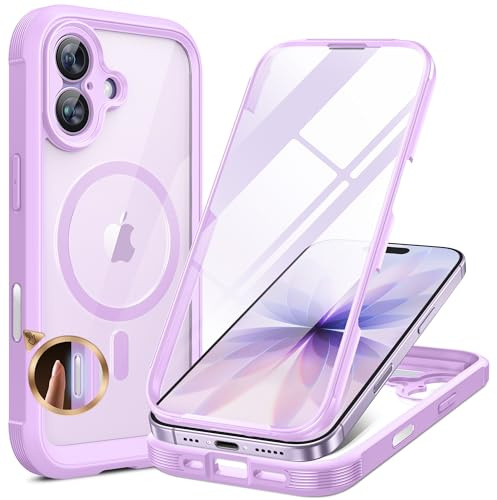 Miracase Magnetic Case for iPhone 17 Case, [Bubble Free] Built-in Glass Screen Protector+ [New Camera Control Button], Full Body Bumper Compatible with MagSafe, Drop Proof 17 Cover,6.3 (Lilac Purple)