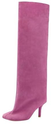 Generisch Long shaft boots women's suede slouchy boots with small heel long shaft boots comfortable wide shaft boots pointed leisure winter boots outdoor long shaft boots winter boots warm, hot pink