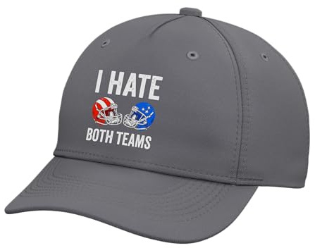 I Hate Both Teams Football Helmet Funny American Football Adjustable Printed Baseball Hat, Slate Grey