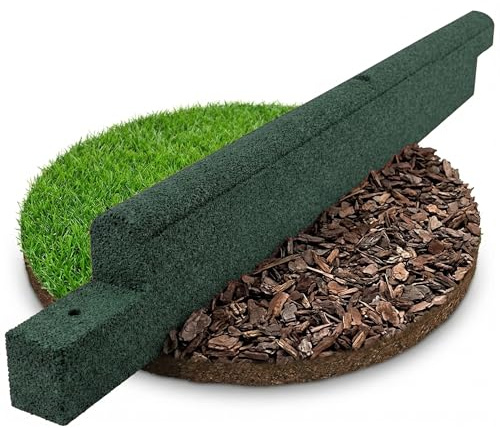 Floordirekt Gummi Randsteine - Rasenkantensteine - 122x12,7cm - 51mm dick - Fallschutz - Geeignet für Sandkasten, Spielplatz, Fußweg oder Terrasse (Grün, 122 x 12,7 cm)