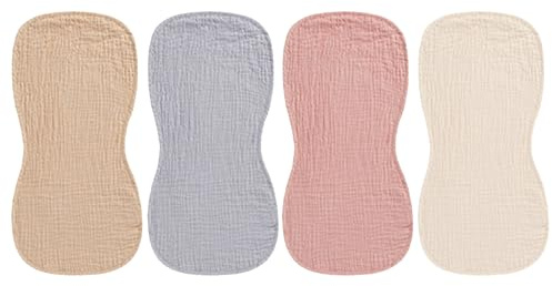 FOYTOKI Paños para Eructar para Bebés 4 Unidades Algodón Puro 4 Capas Absorbentes Toallas para Pequeños Transpirable Suaves (, Humo,) para Recién Nacidos y Lactancia