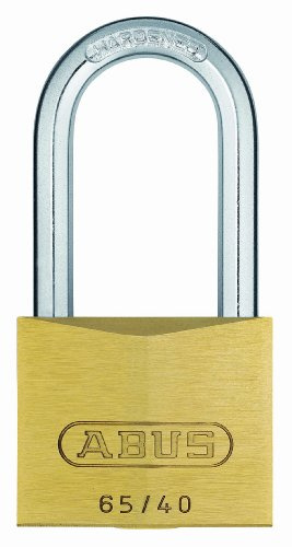 ABUS Vorhängeschloss Messing 65/40HB40 gl.-6403 - gleichschließend und mit hohem Bügel - Messing-Schlosskörper - gehärteter Stahlbügel - ABUS-Sicherheitslevel 5 | Gleichschließendes Vorhangschloss mit NANO PROTECT Stahlbügel, 40mm Breite, ideal für Tore, Spinde und Werkzeugkisten.