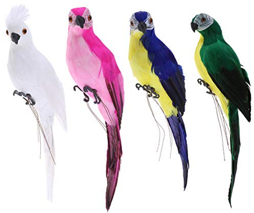 Fenteer 4pcs Künstlicher Vogel Dekovogel Federvogel Dekofigur