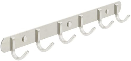Stahlia Garderobe (6 Haken) Garderobenhaken Kleiderhaken Wand Edelstahl gebürstet Garderobenleiste Wandgarderobe Hakenleiste Wandhaken zum Schrauben Haken