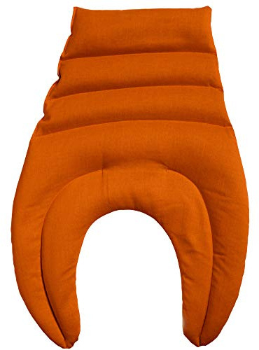 Coussin tour de cou compartimenté avec partie dorsale - orange - Coussin aux grains d'épeautre biologique - Coussin de nuque - Coussin chaud pour le dos