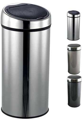 MSV - Poubelle Touch de Cuisine - INOX - Capacité 30L - Système d'Ouverture Silencieux - Ø 29 x 64 cm - Finition Anti-Traces - Idéale pour Cuisine Moderne