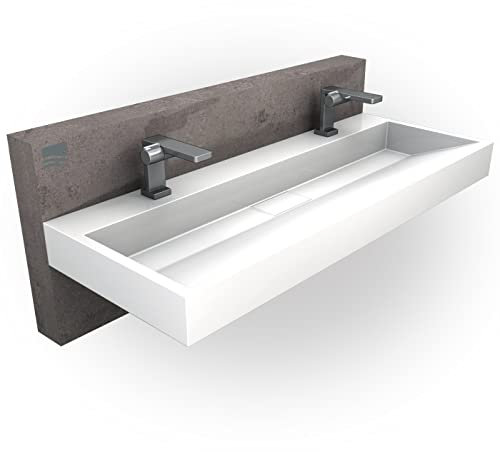 Wandwaschbecken Aufsatzwaschbecken BS6001 mit 2 Armaturlöchern - Breite 120 cm