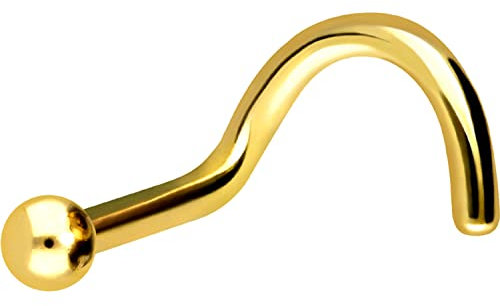 PIERCINGLINE Nasenpiercing Chirurgenstahl Kugel Spiral Nasenstecker Piercing Stecker Goldfarben