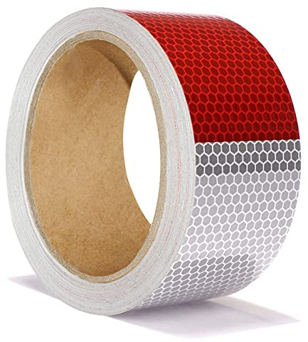 ONTWIE Reflektierendes Klebeband Rot & Weiß, 5cm x 10m | Wasserdicht Reflektorband Selbstklebend Warnklebeband für Fahrzeuge, Autos, Anhänger, Boote
