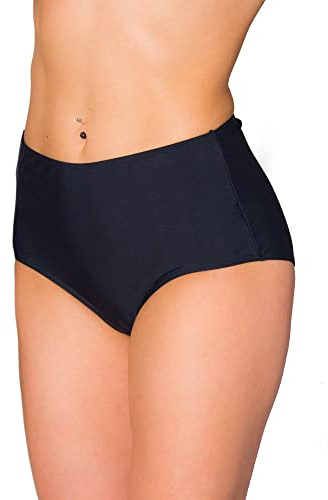 Aquarti Bas de Maillot de Bain Femme Taille Haute – Bas Maillot Femme Classique Uni, Noir, 52
