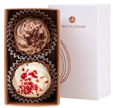 CHOCOLISSIMO - Chocolats à Offrir - Petit Cadeau Pralines avec Alcool - 3 Chocolats Faits à la Main - Idée Cadeau Noël, Anniversaire, Saint-Valentin, Femmes, Hommes, Papa, Mama - Cupcakes Two
