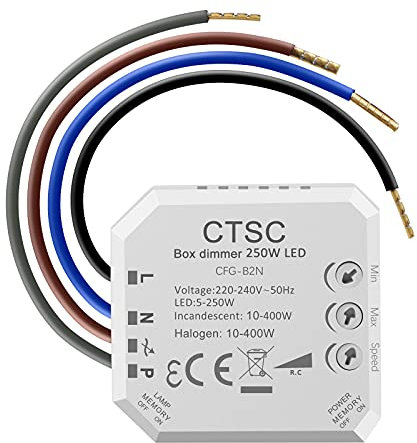 CTSC Dimmer LED 220V - Trailing Edge, Silenzioso, Regolatore di Intensità per LED Regolabili e Lampade ad Incandescenza Alogene (B2N)