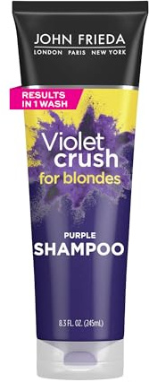 John Frieda 8.3 Ounce Shampoo for Blonde Hair, Violet Crush Purple Shampoo, Neutralizes Brassy Yellow Tones, Blonde Toner for Bleached, Platinum