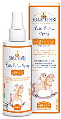 Helan, Sole Bimbi - Crema Solare 50+ Bambini e Neonati Spray Protezione Solare 50+ SPF Molto Alta contro Raggi UVB/UVA, Crema Solare Viso Corpo con Olio di Mandorle Dolci, Vitamina E, Aloe Vera 100 ml