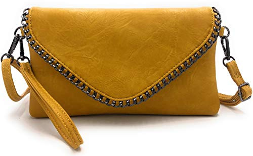 ELIOX - Elegante Frau Clutch Bag mit Kette und Schultergurt aus weichem Kunstleder - Kleine Abend Clutch Bag Girl Handtasche Elegante Taschen Zeremonie Hochzeit