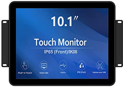 GreenTouch 10.1 Pulgadas 10 Puntos Frontal Impermeable Industrial Marco Abierto PCAP Pantalla táctil LCD Monitor 1280x800 Negro