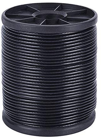 BENECREAT 40m 2mm 304 de Acero Inoxidable con Revestimiento de Vinilo Negro, 7x7 hebras de Cables de Acero Inoxidable para Decoración Colgante Interior Al Aire Libre