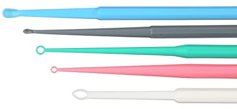 American Hospital Supply Ear Curettes | Ear Pick Wax Removal Tool Cleaner | Individually Wrapped Plastic Ear Cleaner Tools for Teens Adult Pack of 75 (15 of Each Tip Style)