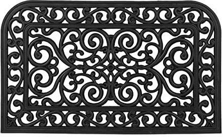 Relaxdays Paillasson Caoutchouc, 45x75 cm, antidérapant, résistant, caillebotis extérieur, Tapis entrée, Ornements, Noir