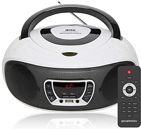 GTCDR-501DAB DAB Digital Radio with CD Player - Portable with Mains Power or Battery - Remote Control, USB & AUX IN for Smartphone & Tablet - White