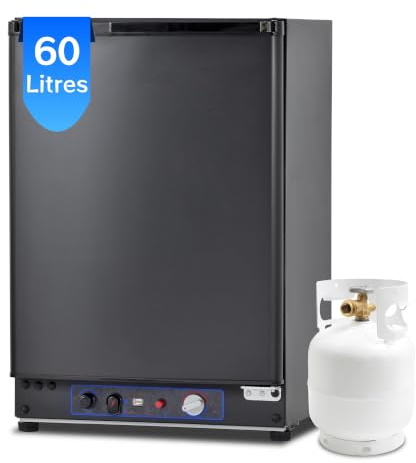Smad Gas Fridge 60L, 3 Way Camping Campervan Fridge For Motorhome, Caravan, Off-grid, Silent, Black | Gas Fridge 60L for Campervan, Caravan, Motorhome, Off-grid, Travel, Hotel, Black