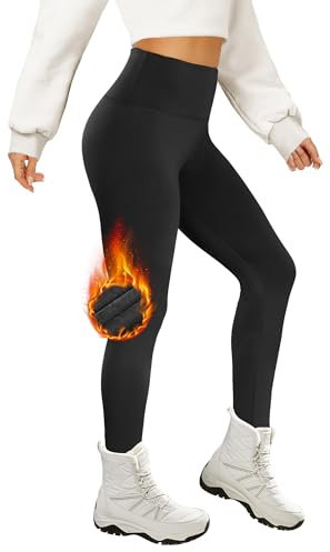 AMIYOYO Thermo Leggings Damen Gefütterte Thermoleggins für Winter High Waist Blickdicht Strumpfhose Mit Fleece Warm Kuschelig Elastisch Sport Leggins