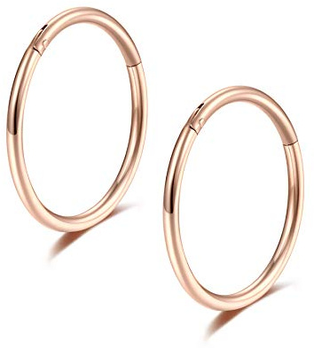 Lantine 2 Stück Septum Segmentring Clicker - 316L Chirurgenstahl, Knorpel Piercing, Rosegold 7mm, Forward Helix Schmuck