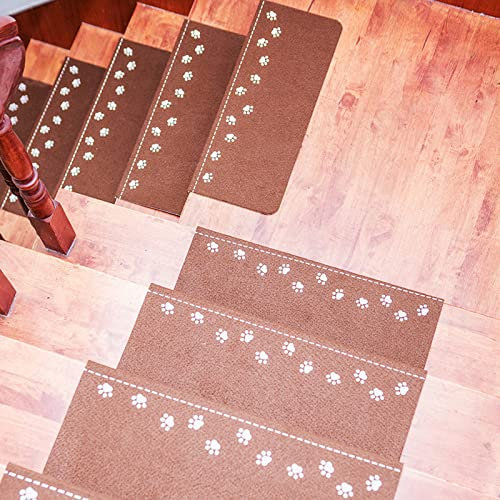 DERBUT 22 cm X 70 cm Stufenmatten Innen Antirutsch, Selbstklebend Treppenstufen Matten 15er Set, Treppenteppich Kleine Stufen für Kinder, Älteste und Haustiere