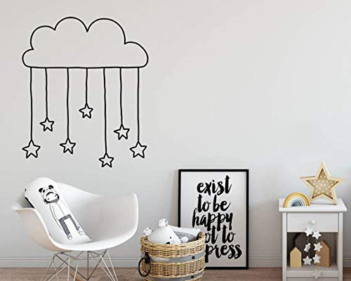 wandaufkleber vinyl material heimdekoration klassenzimmer kinder tapete schlafzimmer dekoration fenster karikatur wolke und sterne mädchen abnehmbare dekoration42x50cm
