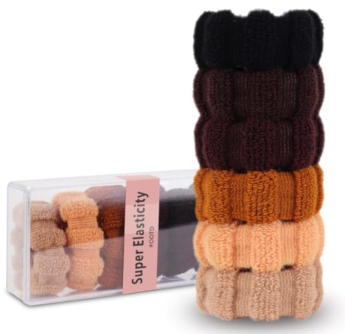 SXQLYH 6 Stück Große Haargummi Band Seil Nahtlos Baumwolle Stretchbar Pferdeschwanz Halter Stirnband für Dicke Schwere Lange und Lockige Haare,Keine Knicke Keine Unterbrechung (Braun)