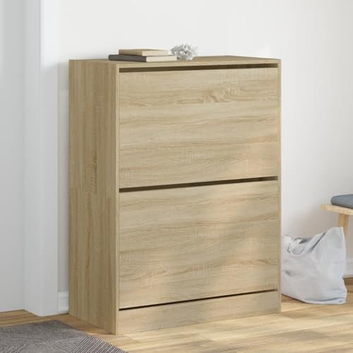 CIADAZ Schuhschrank mit 2 Klappen Sonoma-Eiche 80x42x108 cm, Schuhorganizer, Flurgarderobe, Shoe Cabinet, Schuh Schrank, Flurschrank, Schuhkipper, Schuhaufbewahrung - 3214401