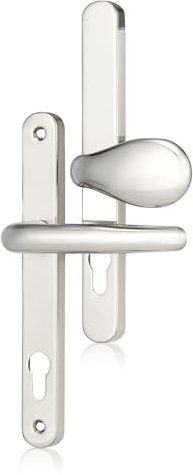 XFORT Uros Polished Chrome Offset UPVC Door Handle, (PZ 62/92mm, Screw Hole Distance 211mm, 243mm Overall) Aluminium Offset Lever/Pad, UPVC Door Handle