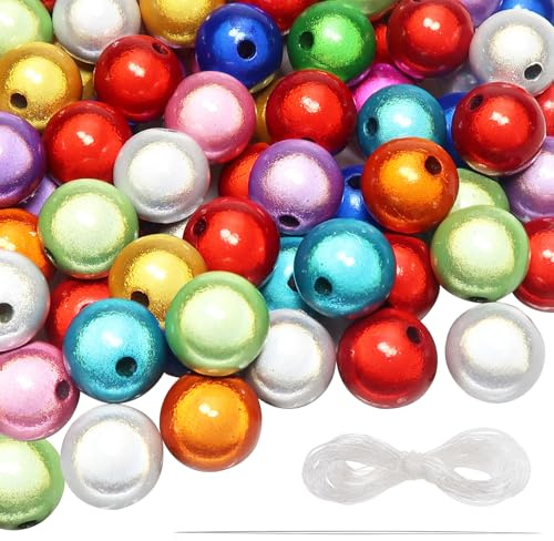 TOAOB 100 Stück Bunt Acryl Reflektierende Perlen Wunderperlen 12 mm | Rund Perlen zum Auffädeln mit Loch Illusionsperle für Armbänder Halsketten Schmuckherstellung Hübsch Unter Licht