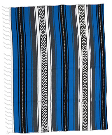 GARVALON Blended Mexican Blanket Woven Cape Für Sofa Schlafzimmer Und Auto Blau Dicke Weiche Und Lebhaft Gefärbte Decke Für Jeden
