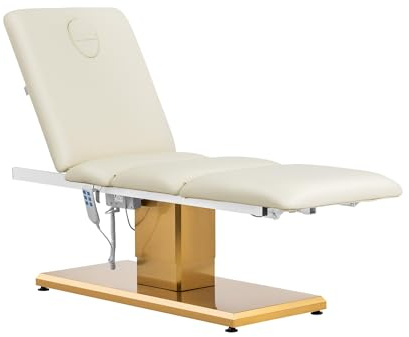 Physa Elektrische Kosmetikliege 3 motoren 300 W 190 x 65 x 60-76 cm 200 kg Creme/golden Behandlungsliege Kosmetikstuhl Therapieliege Tattooliege