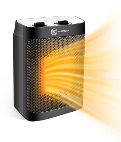 Maxesla 1500W Electric Heater, Portable Heater with 2 Heat Settings & Fan Only Mode, PTC Ceramic Heate Built-in Overheat and Tip Over Protection for Bathroom, Bedroom, Living Room