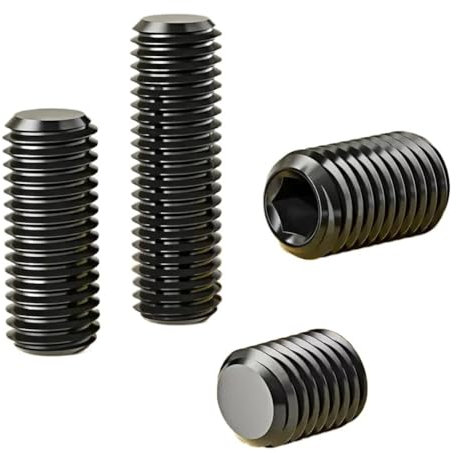 AYYSSM Gewindestifte mit metrischem Gewinde aus legiertem Stahl, Flache Spitze, Innensechskantschrauben, schwarz, ohne Kopf M3-M12(10mm,M6 (20Pcs))