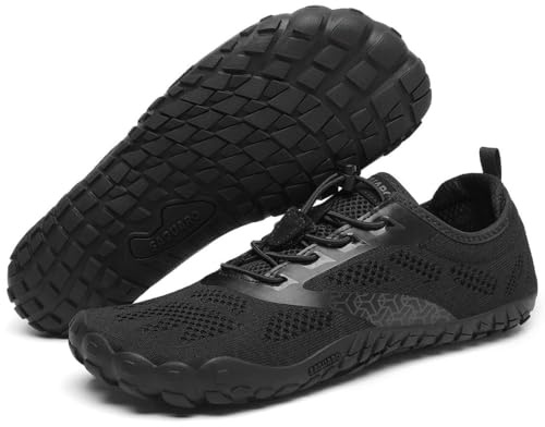SAGUARO Barfußschuhe Herren Damen Barfussschuhe Ultraleicht Bequem Barefoot Shoes rutschfest Atmungsaktiv mit Breiter Zehenbox für Training Fitness, Kohle Schwarz, 42 EU
