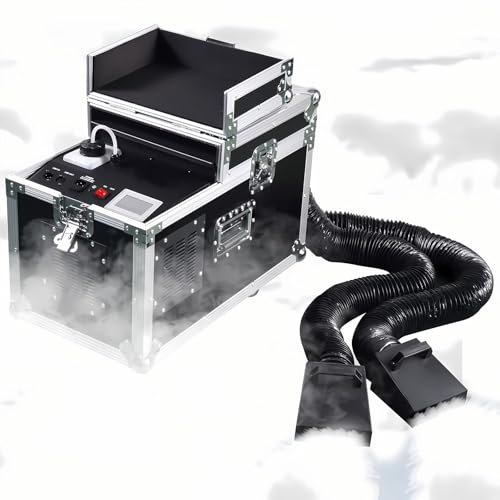 Máquina de niebla baja, máquina de niebla a base de agua de 3000 W, pantalla táctil/DMX/máquina de niebla remota con caja y tubo de vuelo móviles, máquina de humo gigante para fiesta de escenario